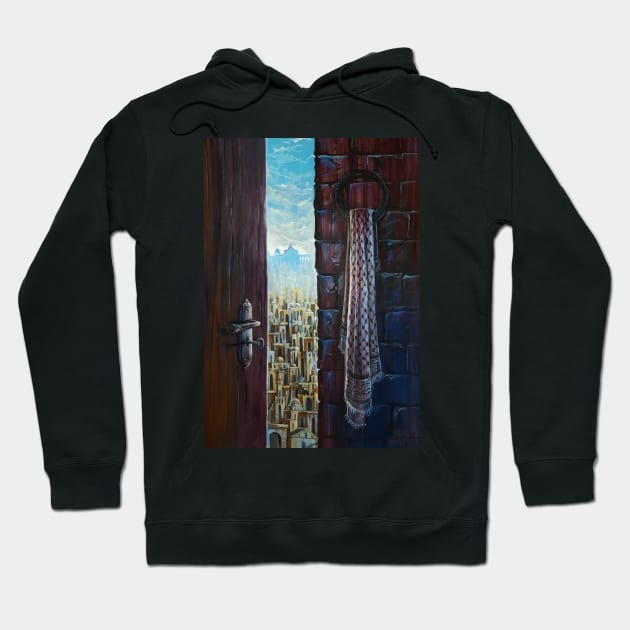 Our House In Jerusalem Painting, Al Quds Old House Drawing , Palestinian Right of Return Wall Art, Free Palestine Al Aqsa City Framed Poster Hoodie by QualiTshirt